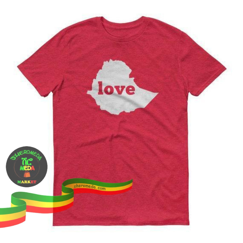 Women Red Love Embroidery Regular T-Shirt