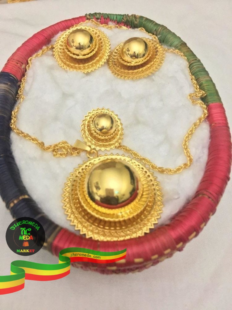 Sunlight Gold Wedding Necklace + Pendants+ Ring Jellery