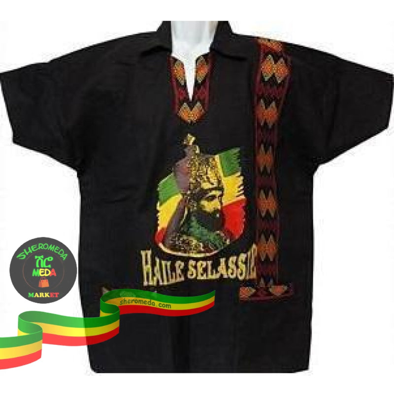 Black Haile Sellassie Shirt Traditional