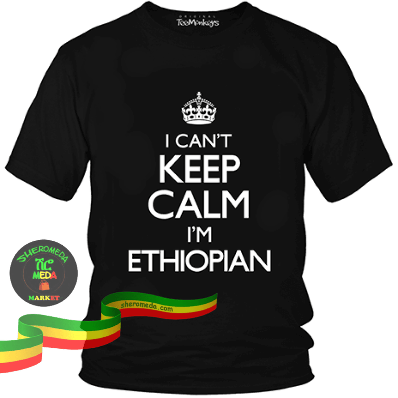 Black keep calm I'm Ethiopian shirt Shirt Sheromeda.com 