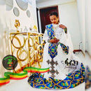 Blue green modern dress Official FasikaTibeb, Haya hulet, Addis Ababa 