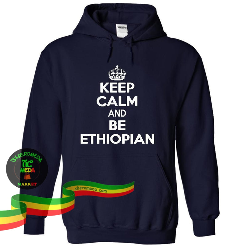 Blue keep calm Ethiopian Hoodie Shirt Sheromeda.com 