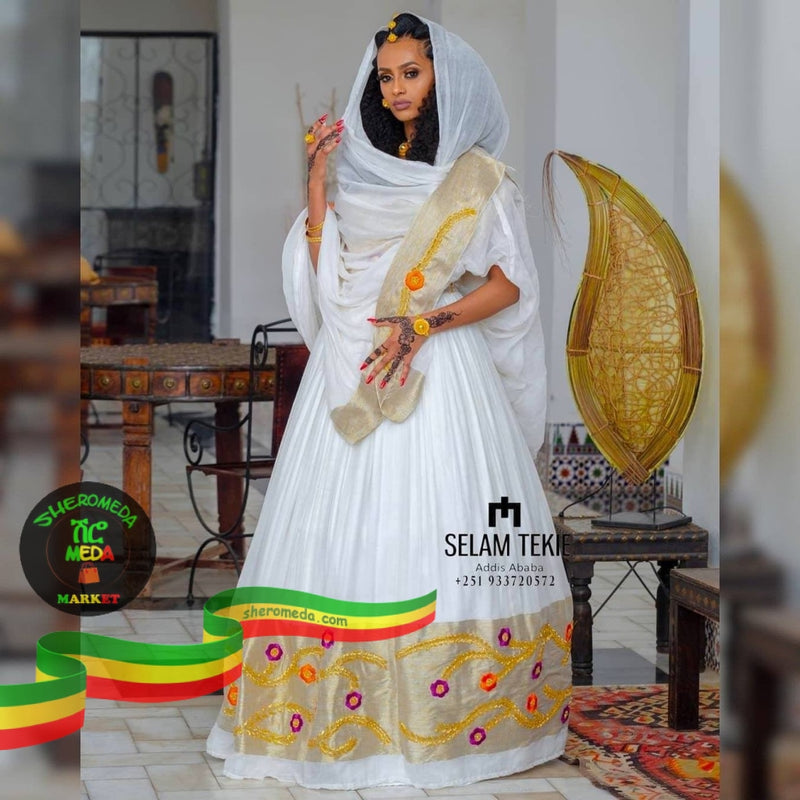 Bridal white dress (Mukash) Selam Tekie clothing, Atlas graze plaza, Addis Ababa 