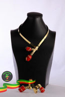 Bronze and Red Harar Amber stone Necklace Bracelet set Luxury jewelry Parseghian Silver Smith & Gift articles store, Addis Ababa 