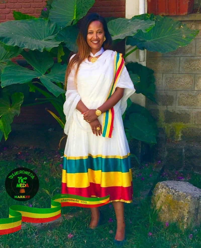 Ethiopian flag dress Richo's clothing, Awuraris Hotel tsega business center, Addis Ababa 