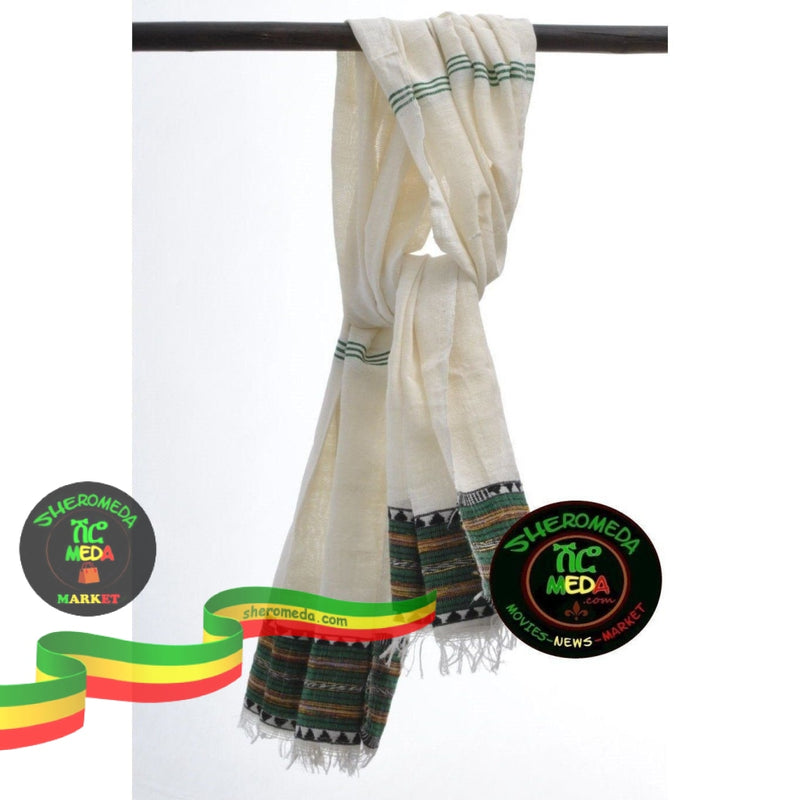 Ethiopian green style scarf Textile Sheromeda.com 
