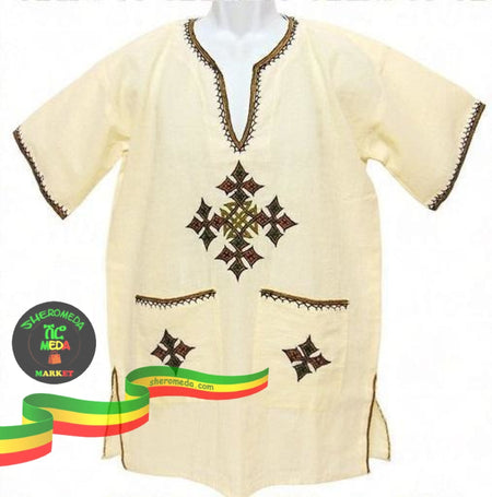 Ethiopian Traditional Brown Meskel Traditional Shirt