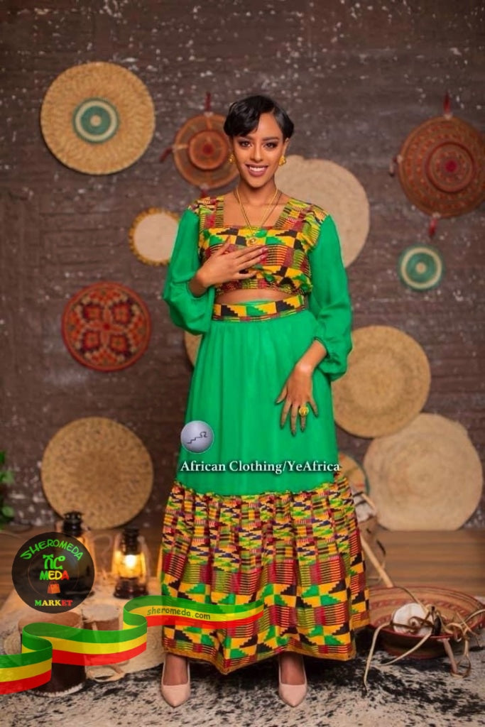 Half Green Brown Natural Style Africanclothing