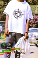 Hand Woven T Shirt With Cross Embroidery