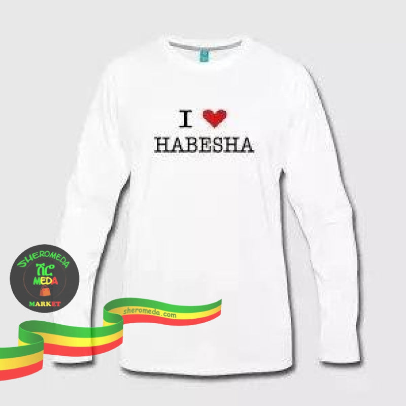 I Love Habesha White Long Shirt