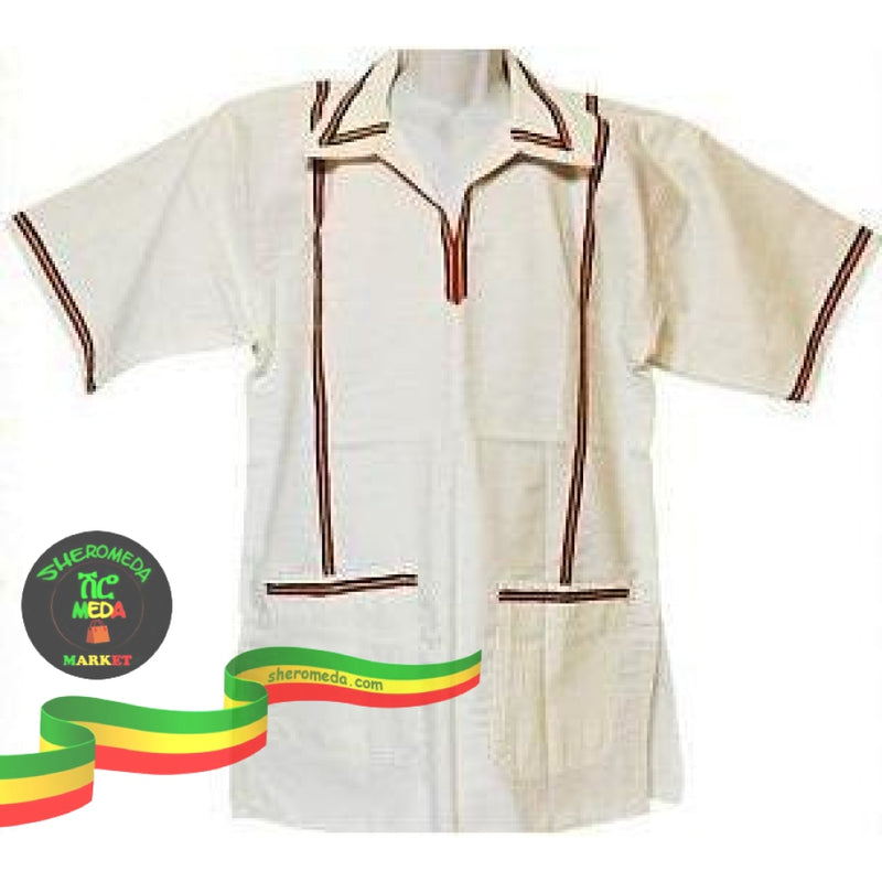 Megenania White Summer Shirt Traditional
