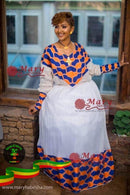 Mixed Orange Blue Dress Dress