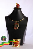 Necklace and Ring on Agate stone combined Bracelet on Amber stone Luxury jewelry Parseghian Silver Smith & Gift articles store, Addis Ababa 