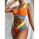 New 2022 Bandage Patchwork High Waist Women Bathing Suit Marketplace