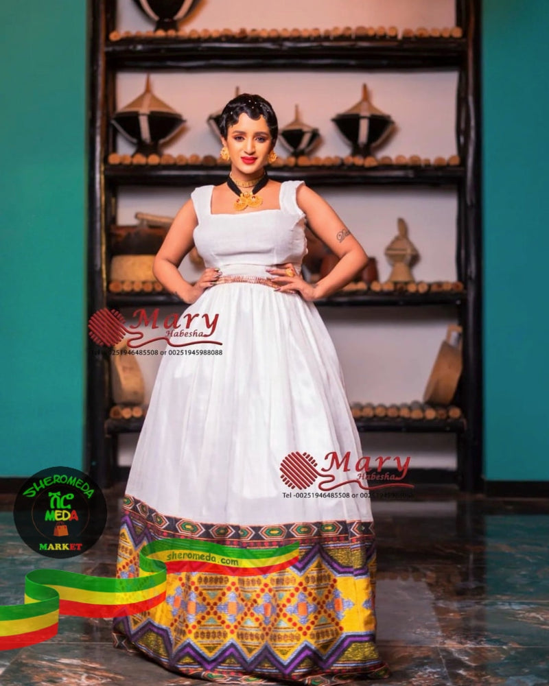 new year habesha dress exquisite yellow traditional habesha dress /geez new year dress