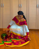 Red Meskel Style Dress By Richo