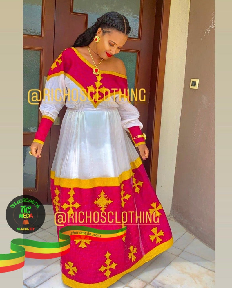 Red Meskel Style Dress By Richo