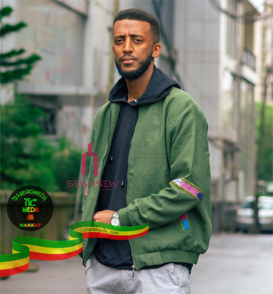 Traditional green gojam style jacket (unisex)